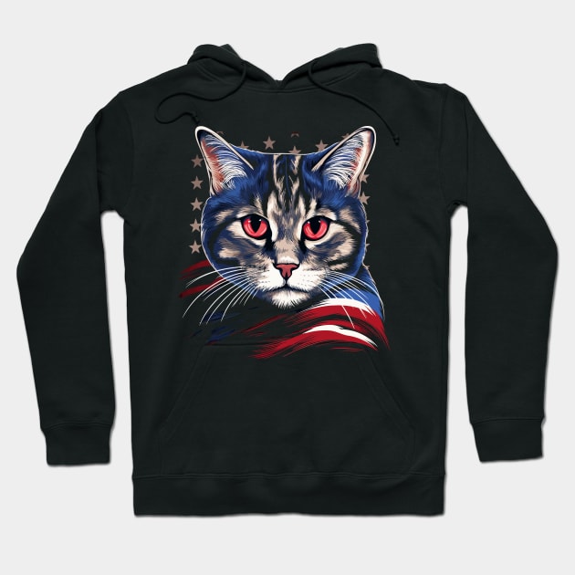 Patriotic American Shorthair Hoodie by JH Mart